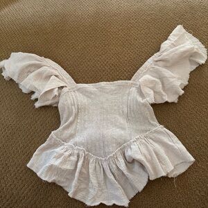 Free People Cream Textured Knit Top
